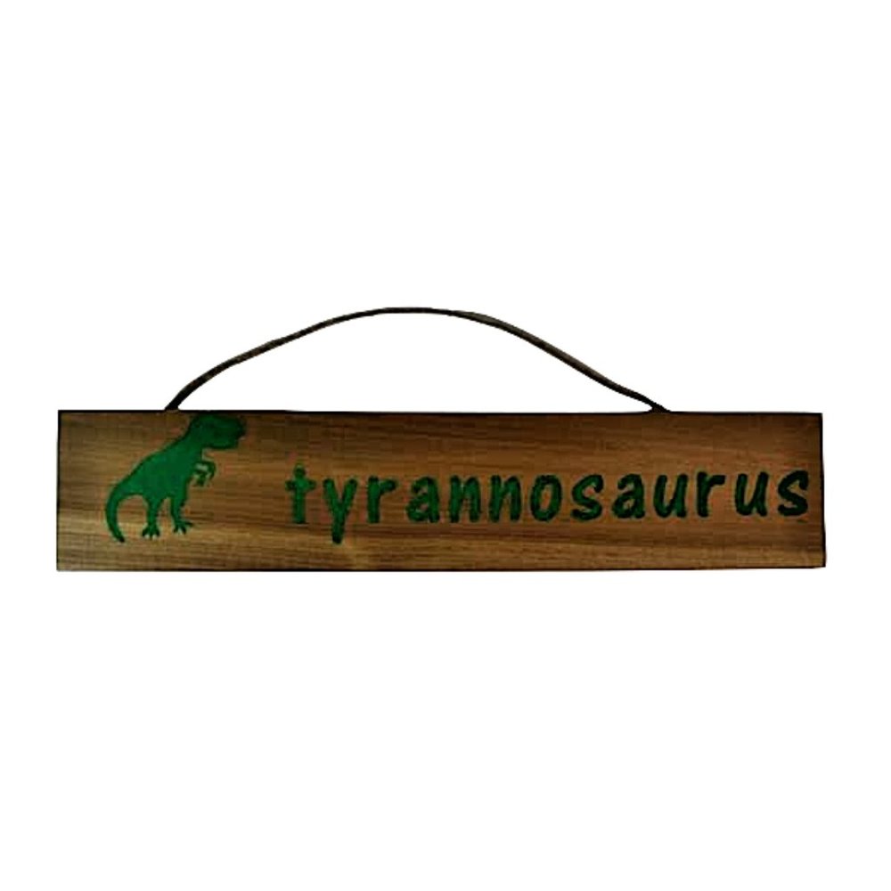 Tyrannosaurus T Rex Dinosaur 16 x 3 in Wooden Plaque Rope Hanger Kids Room Decor